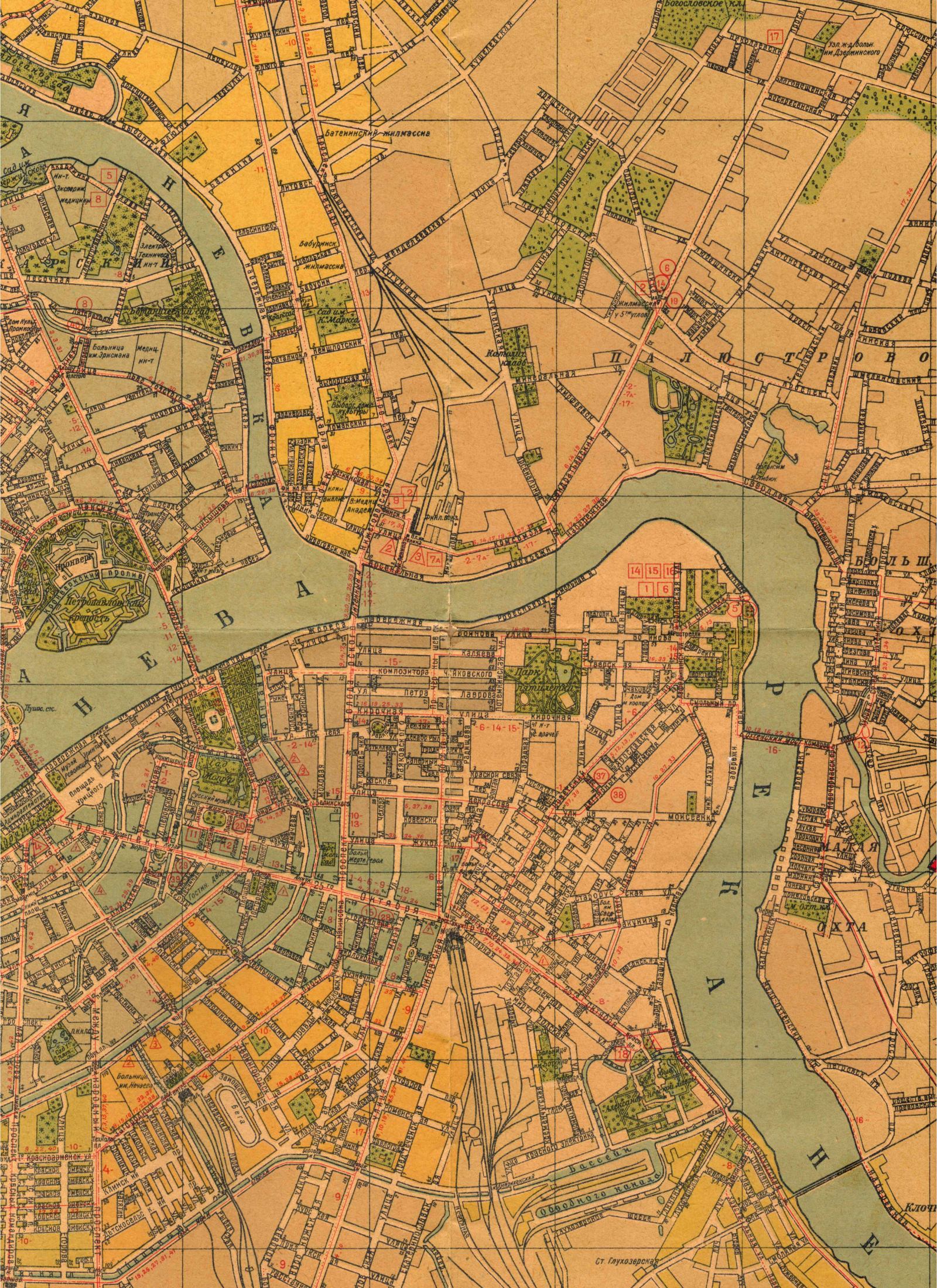 План Ленинграда 1939 года, масштаб 1см:300м. Старые карты России. Скачать бесплатно, B1 - 