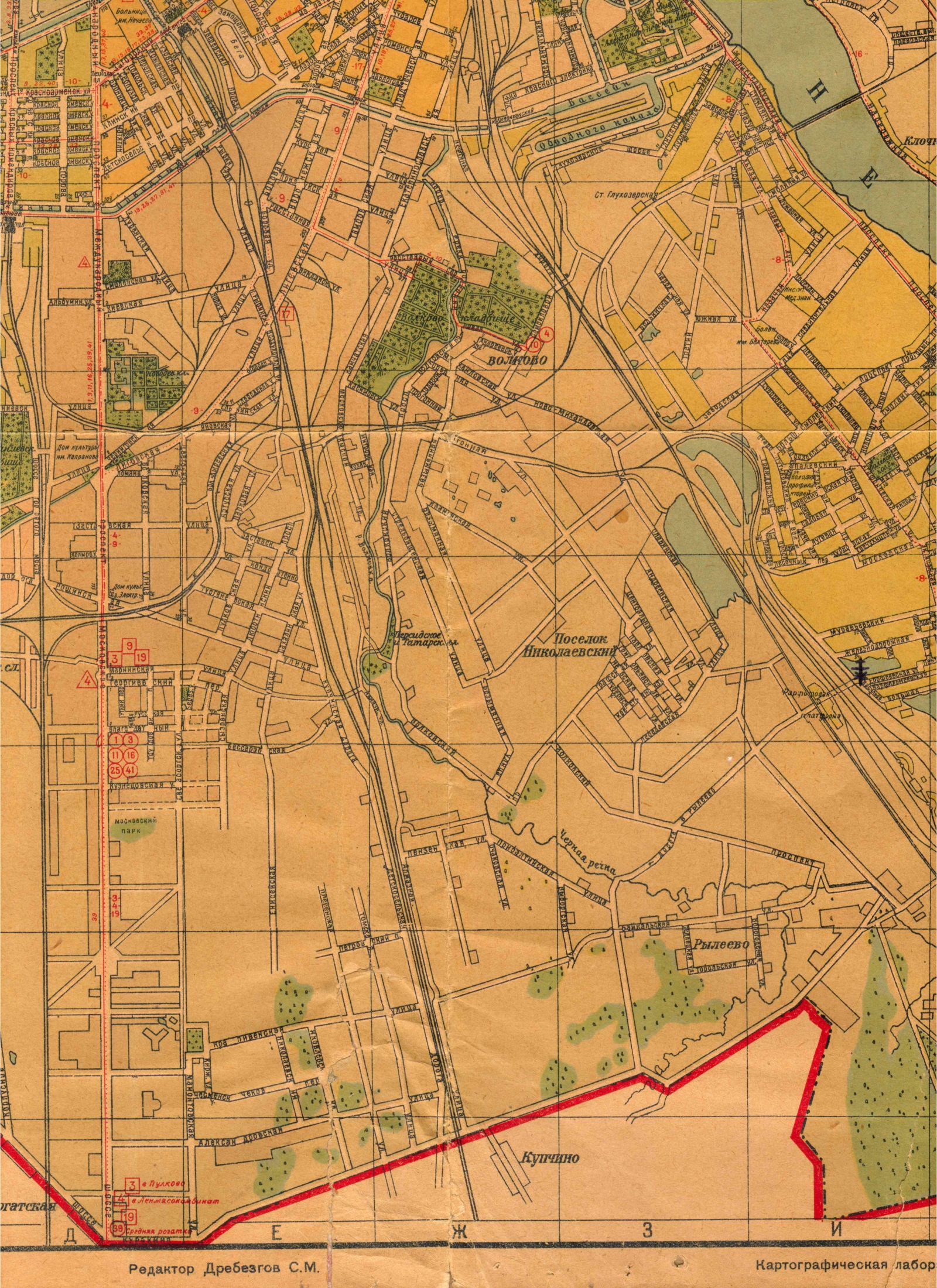 План Ленинграда 1939 года, масштаб 1см:300м. Старые карты России. Скачать бесплатно, B2 - 